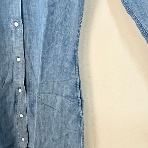 Untuckit Dress Womens 0 Long Sleeve Denim Button Up Shirtdress Pockets Stretch - Picture 7 of 14